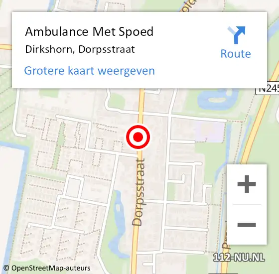 Locatie op kaart van de 112 melding: Ambulance Met Spoed Naar Dirkshorn, Dorpsstraat op 22 januari 2019 18:35