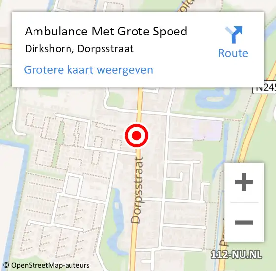 Locatie op kaart van de 112 melding: Ambulance Met Grote Spoed Naar Dirkshorn, Dorpsstraat op 22 januari 2019 18:37