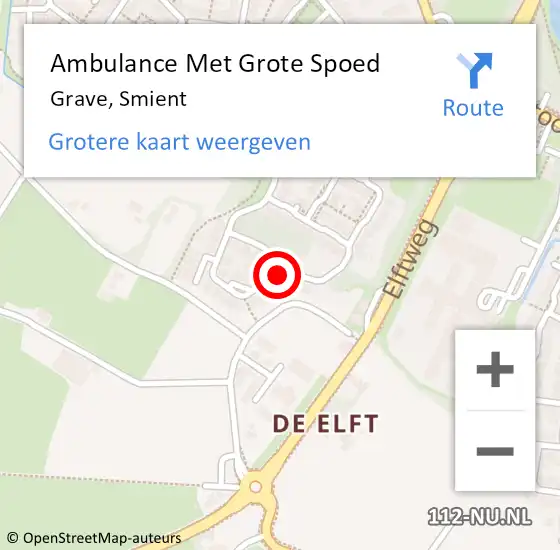Locatie op kaart van de 112 melding: Ambulance Met Grote Spoed Naar Grave, Smient op 22 januari 2019 19:50