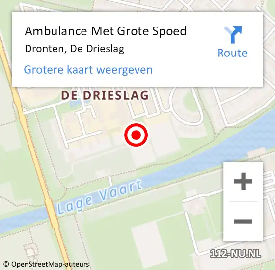 Locatie op kaart van de 112 melding: Ambulance Met Grote Spoed Naar Dronten, De Drieslag op 23 januari 2019 00:11