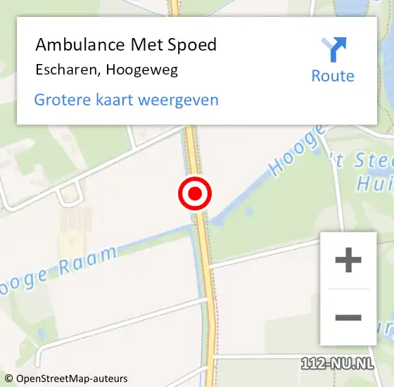 Locatie op kaart van de 112 melding: Ambulance Met Spoed Naar Escharen, Hoogeweg op 23 januari 2019 08:14