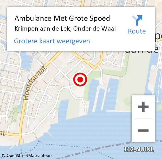 Locatie op kaart van de 112 melding: Ambulance Met Grote Spoed Naar Krimpen aan de Lek, Onder de Waal op 23 januari 2019 09:33