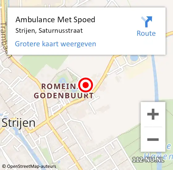 Locatie op kaart van de 112 melding: Ambulance Met Spoed Naar Strijen, Saturnusstraat op 23 januari 2019 10:07