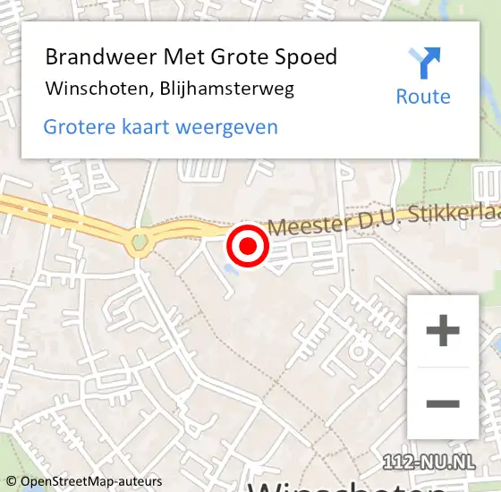 Locatie op kaart van de 112 melding: Brandweer Met Grote Spoed Naar Winschoten, Blijhamsterweg op 23 januari 2019 12:08