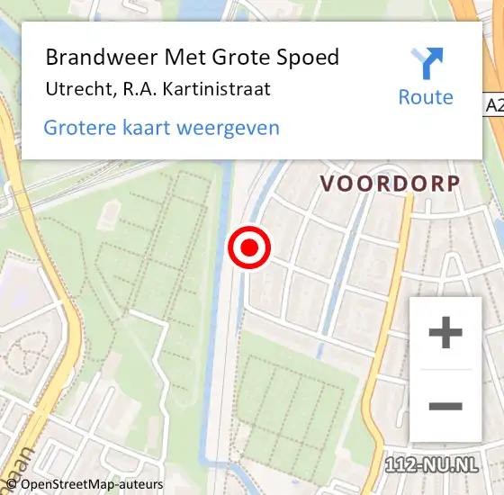 Locatie op kaart van de 112 melding: Brandweer Met Grote Spoed Naar Utrecht, R.A. Kartinistraat op 23 januari 2019 13:22