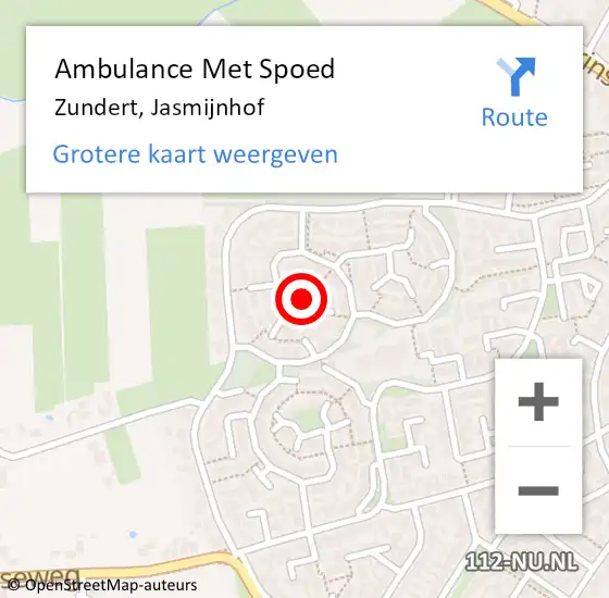 Locatie op kaart van de 112 melding: Ambulance Met Spoed Naar Zundert, Jasmijnhof op 23 januari 2019 21:06