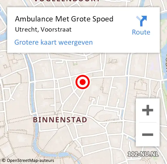 Locatie op kaart van de 112 melding: Ambulance Met Grote Spoed Naar Utrecht, Voorstraat op 23 januari 2019 21:28