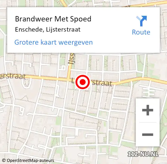 Locatie op kaart van de 112 melding: Brandweer Met Spoed Naar Enschede, Lijsterstraat op 23 januari 2019 21:35