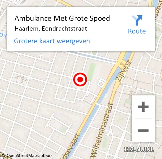 Locatie op kaart van de 112 melding: Ambulance Met Grote Spoed Naar Haarlem, Eendrachtstraat op 24 januari 2019 05:40