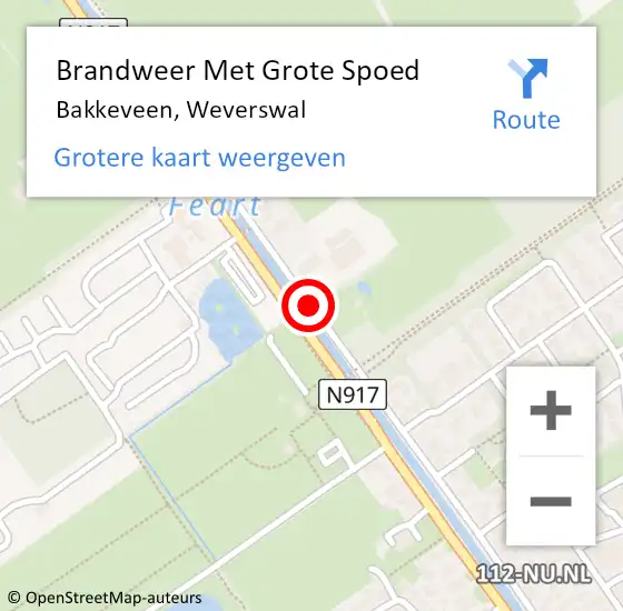 Locatie op kaart van de 112 melding: Brandweer Met Grote Spoed Naar Bakkeveen, Weverswal op 24 januari 2019 05:59