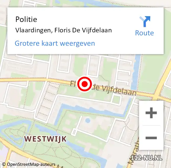 Locatie op kaart van de 112 melding: Politie Vlaardingen, Floris De Vijfdelaan op 24 januari 2019 06:16