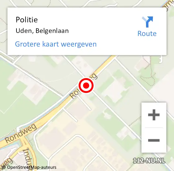 Locatie op kaart van de 112 melding: Politie Uden, Belgenlaan op 24 januari 2019 08:15