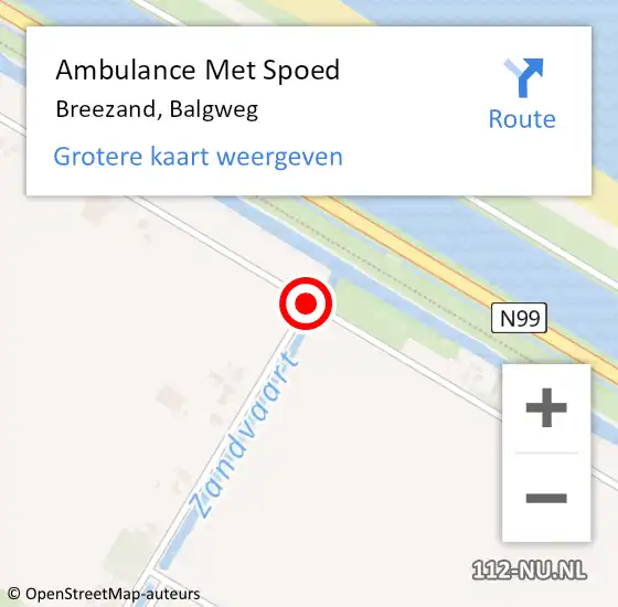 Locatie op kaart van de 112 melding: Ambulance Met Spoed Naar Breezand, Balgweg op 24 januari 2019 09:56