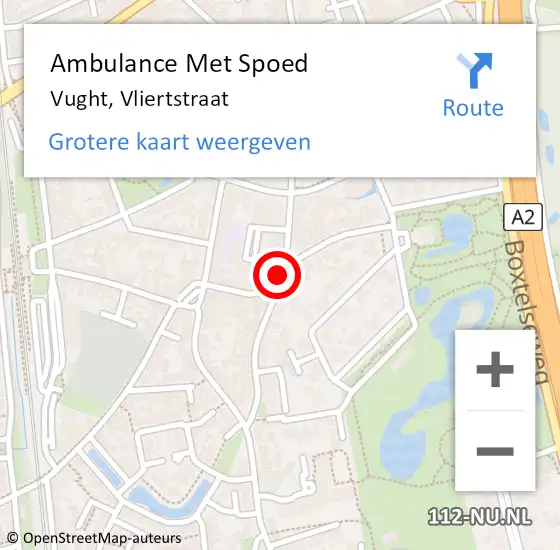 Locatie op kaart van de 112 melding: Ambulance Met Spoed Naar Vught, Vliertstraat op 24 januari 2019 10:12