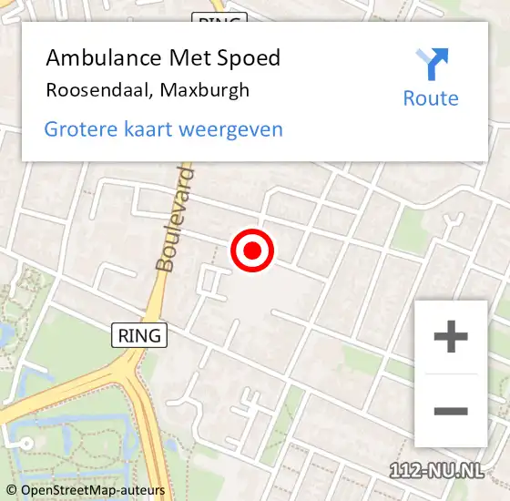 Locatie op kaart van de 112 melding: Ambulance Met Spoed Naar Roosendaal, Maxburgh op 24 januari 2019 10:21