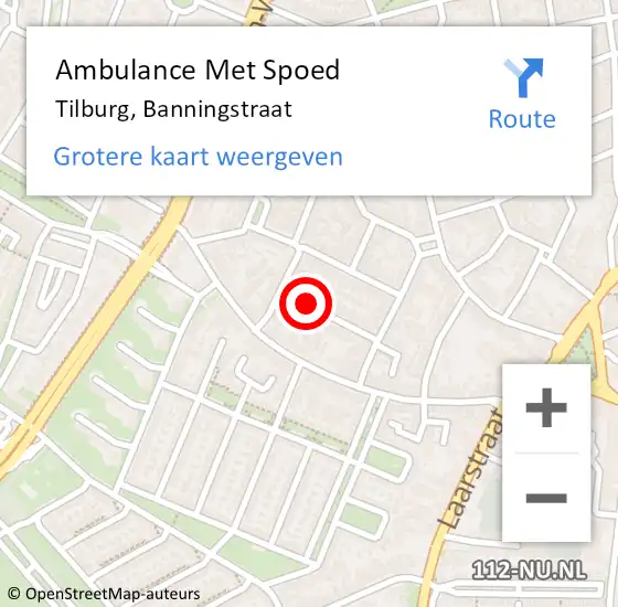 Locatie op kaart van de 112 melding: Ambulance Met Spoed Naar Tilburg, Banningstraat op 24 januari 2019 11:19