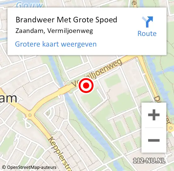 Locatie op kaart van de 112 melding: Brandweer Met Grote Spoed Naar Zaandam, Vermiljoenweg op 24 januari 2019 11:42