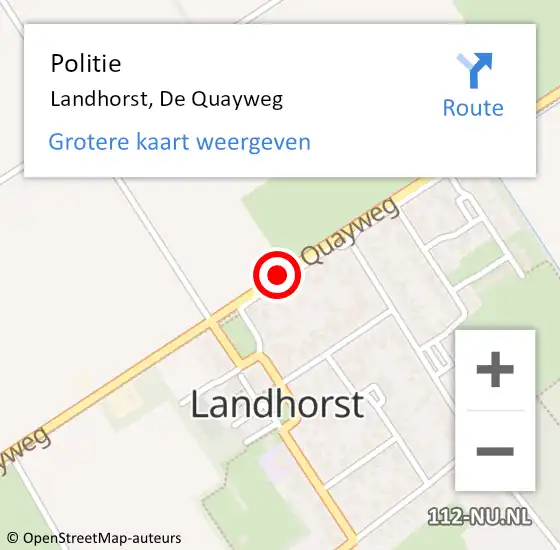 Locatie op kaart van de 112 melding: Politie Landhorst, De Quayweg op 24 januari 2019 14:38