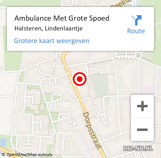 Locatie op kaart van de 112 melding: Ambulance Met Grote Spoed Naar Halsteren, Lindenlaantje op 24 januari 2019 15:27