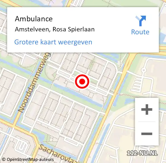 Locatie op kaart van de 112 melding: Ambulance Amstelveen, Rosa Spierlaan op 24 januari 2019 16:35