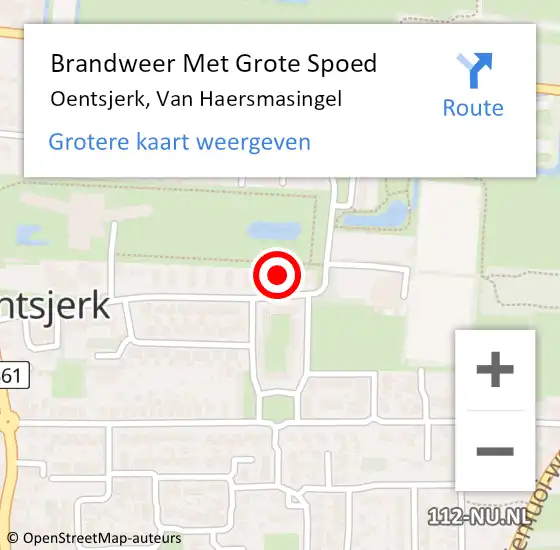 Locatie op kaart van de 112 melding: Brandweer Met Grote Spoed Naar Oentsjerk, Van Haersmasingel op 21 maart 2014 13:21