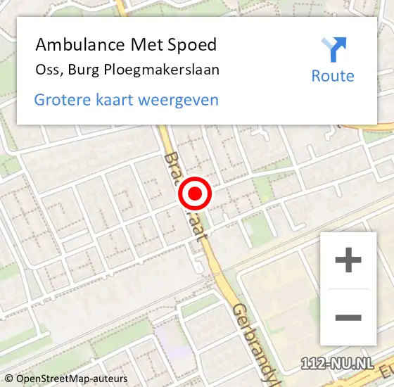 Locatie op kaart van de 112 melding: Ambulance Met Spoed Naar Oss, Burg Ploegmakerslaan op 24 januari 2019 22:04