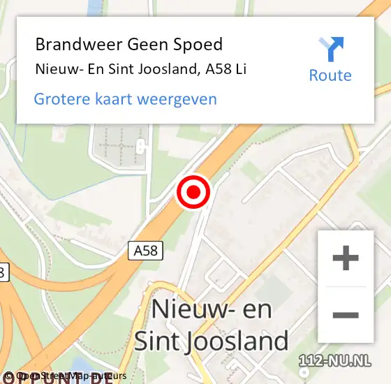 Locatie op kaart van de 112 melding: Brandweer Geen Spoed Naar Nieuw- En Sint Joosland, A58 Li op 24 januari 2019 23:23