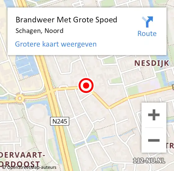 Locatie op kaart van de 112 melding: Brandweer Met Grote Spoed Naar Schagen, Noord op 25 januari 2019 03:05