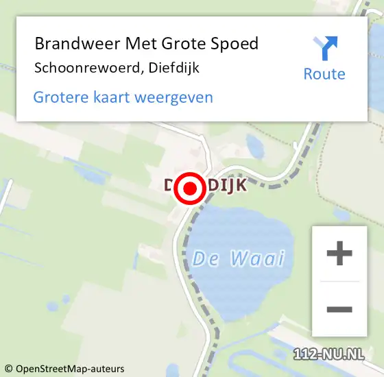 Locatie op kaart van de 112 melding: Brandweer Met Grote Spoed Naar Schoonrewoerd, Diefdijk op 25 januari 2019 03:48