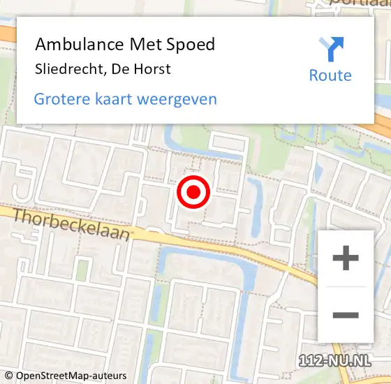 Locatie op kaart van de 112 melding: Ambulance Met Spoed Naar Sliedrecht, De Horst op 25 januari 2019 04:10