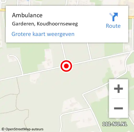 Locatie op kaart van de 112 melding: Ambulance Garderen, Koudhoornseweg op 25 januari 2019 12:31