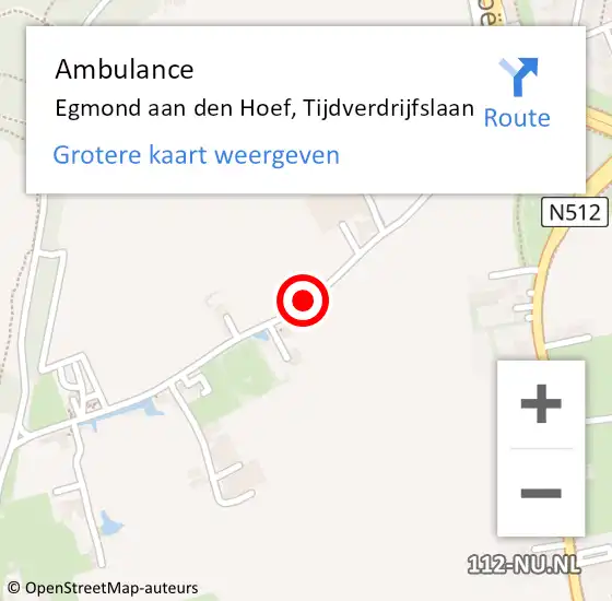 Locatie op kaart van de 112 melding: Ambulance Egmond aan den Hoef, Tijdverdrijfslaan op 25 januari 2019 13:40