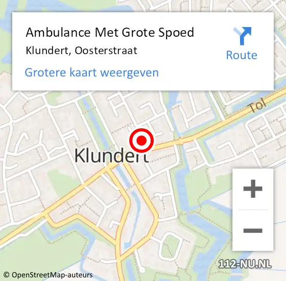 Locatie op kaart van de 112 melding: Ambulance Met Grote Spoed Naar Klundert, Oosterstraat op 25 januari 2019 13:47