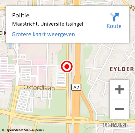 Locatie op kaart van de 112 melding: Politie Maastricht, Universiteitssingel op 25 januari 2019 13:54