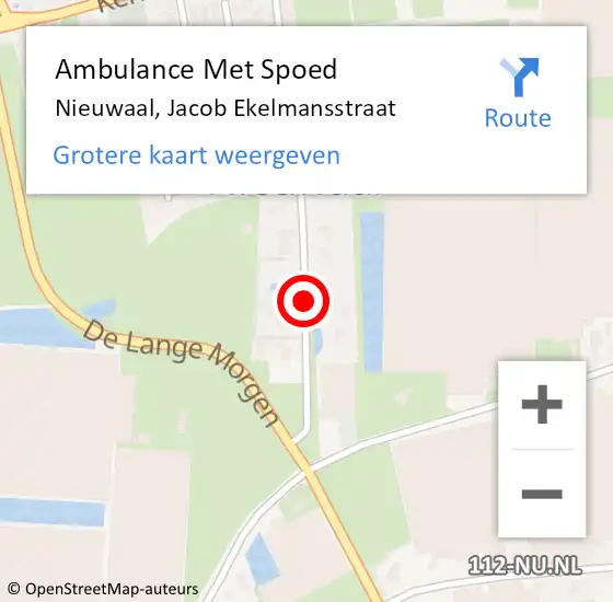 Locatie op kaart van de 112 melding: Ambulance Met Spoed Naar Nieuwaal, Jacob Ekelmansstraat op 25 januari 2019 15:54