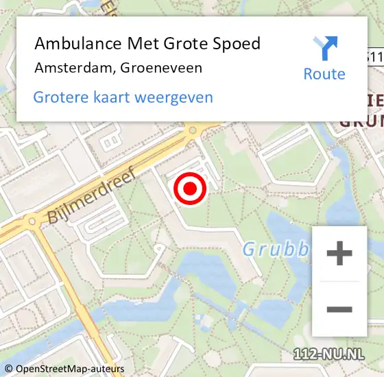 Locatie op kaart van de 112 melding: Ambulance Met Grote Spoed Naar Amsterdam, Groeneveen op 25 januari 2019 18:07