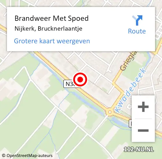 Locatie op kaart van de 112 melding: Brandweer Met Spoed Naar Nijkerk, Brucknerlaantje op 26 januari 2019 00:46