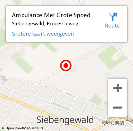 Locatie op kaart van de 112 melding: Ambulance Met Grote Spoed Naar Siebengewald, Processieweg op 26 januari 2019 09:18