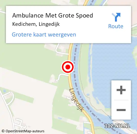 Locatie op kaart van de 112 melding: Ambulance Met Grote Spoed Naar Kedichem, Lingedijk op 26 januari 2019 10:49