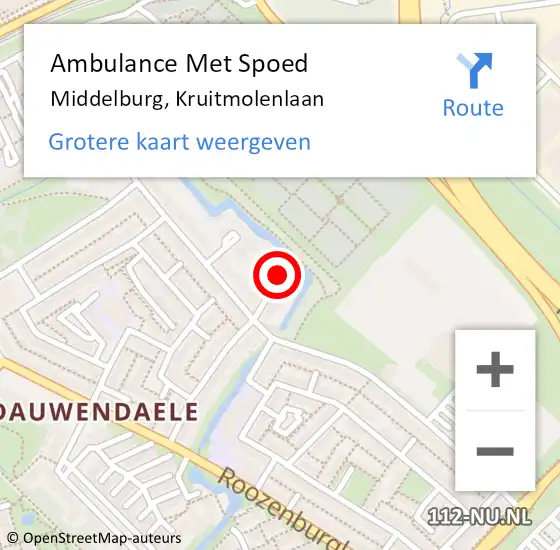 Locatie op kaart van de 112 melding: Ambulance Met Spoed Naar Middelburg, Kruitmolenlaan op 26 januari 2019 11:49