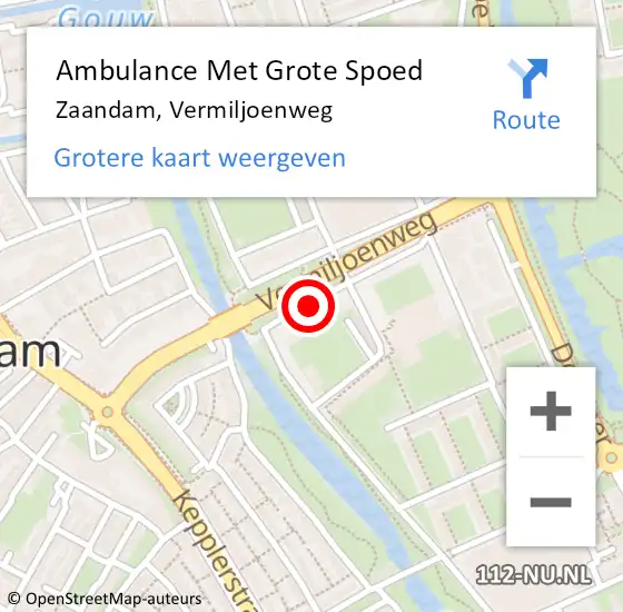 Locatie op kaart van de 112 melding: Ambulance Met Grote Spoed Naar Zaandam, Vermiljoenweg op 26 januari 2019 12:22