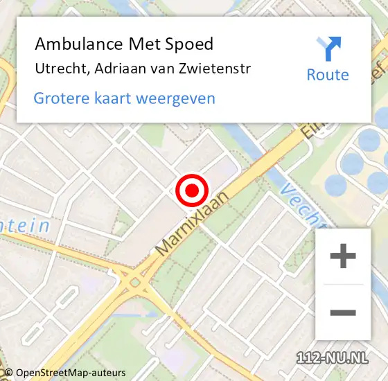 Locatie op kaart van de 112 melding: Ambulance Met Spoed Naar Utrecht, Adriaan van Zwietenstr op 21 maart 2014 15:36