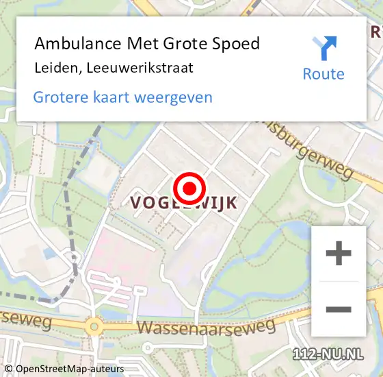 Locatie op kaart van de 112 melding: Ambulance Met Grote Spoed Naar Leiden, Leeuwerikstraat op 26 januari 2019 14:27