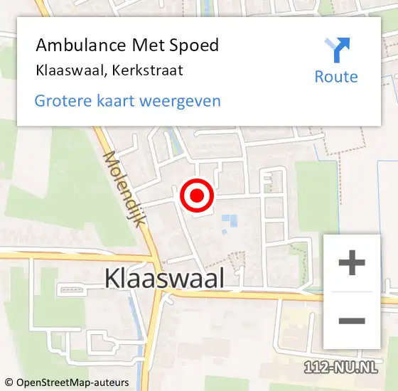 Locatie op kaart van de 112 melding: Ambulance Met Spoed Naar Klaaswaal, Kerkstraat op 26 januari 2019 15:52
