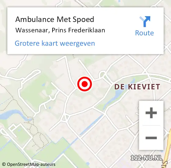 Locatie op kaart van de 112 melding: Ambulance Met Spoed Naar Wassenaar, Prins Frederiklaan op 26 januari 2019 16:48