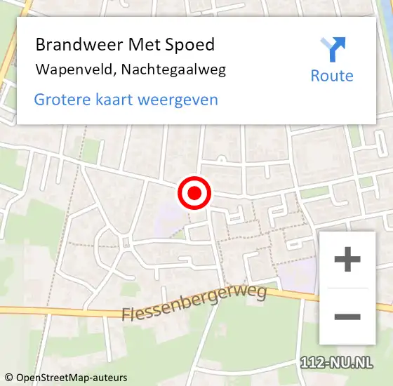 Locatie op kaart van de 112 melding: Brandweer Met Spoed Naar Wapenveld, Nachtegaalweg op 26 januari 2019 16:58