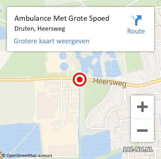 Locatie op kaart van de 112 melding: Ambulance Met Grote Spoed Naar Druten, Heersweg op 26 januari 2019 19:28