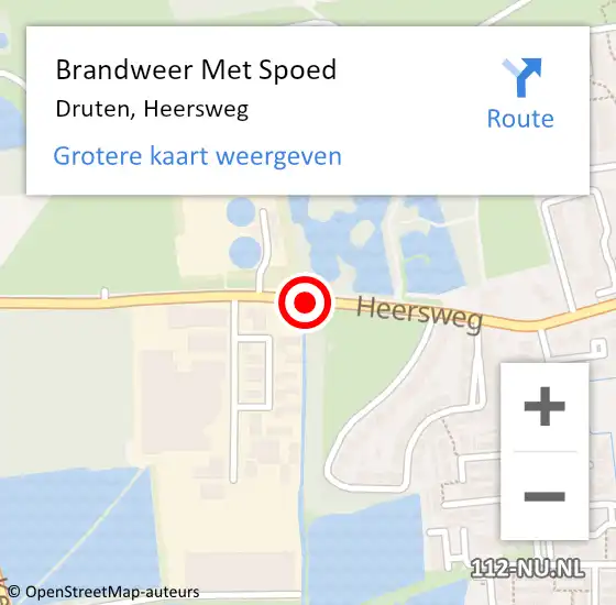 Locatie op kaart van de 112 melding: Brandweer Met Spoed Naar Druten, Heersweg op 26 januari 2019 20:00