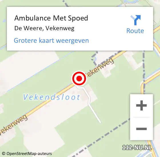 Locatie op kaart van de 112 melding: Ambulance Met Spoed Naar De Weere, Vekenweg op 27 januari 2019 00:44
