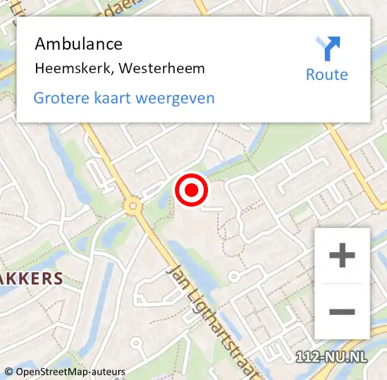 Locatie op kaart van de 112 melding: Ambulance Heemskerk, Westerheem op 27 januari 2019 03:45